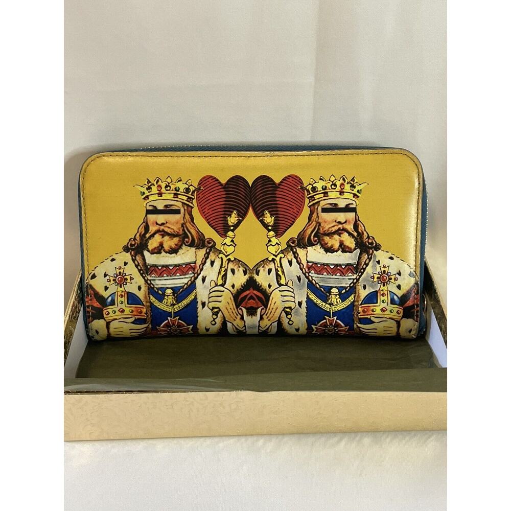 SS16 Undercover Evil Clown King Print Leather Zip Up Wallet